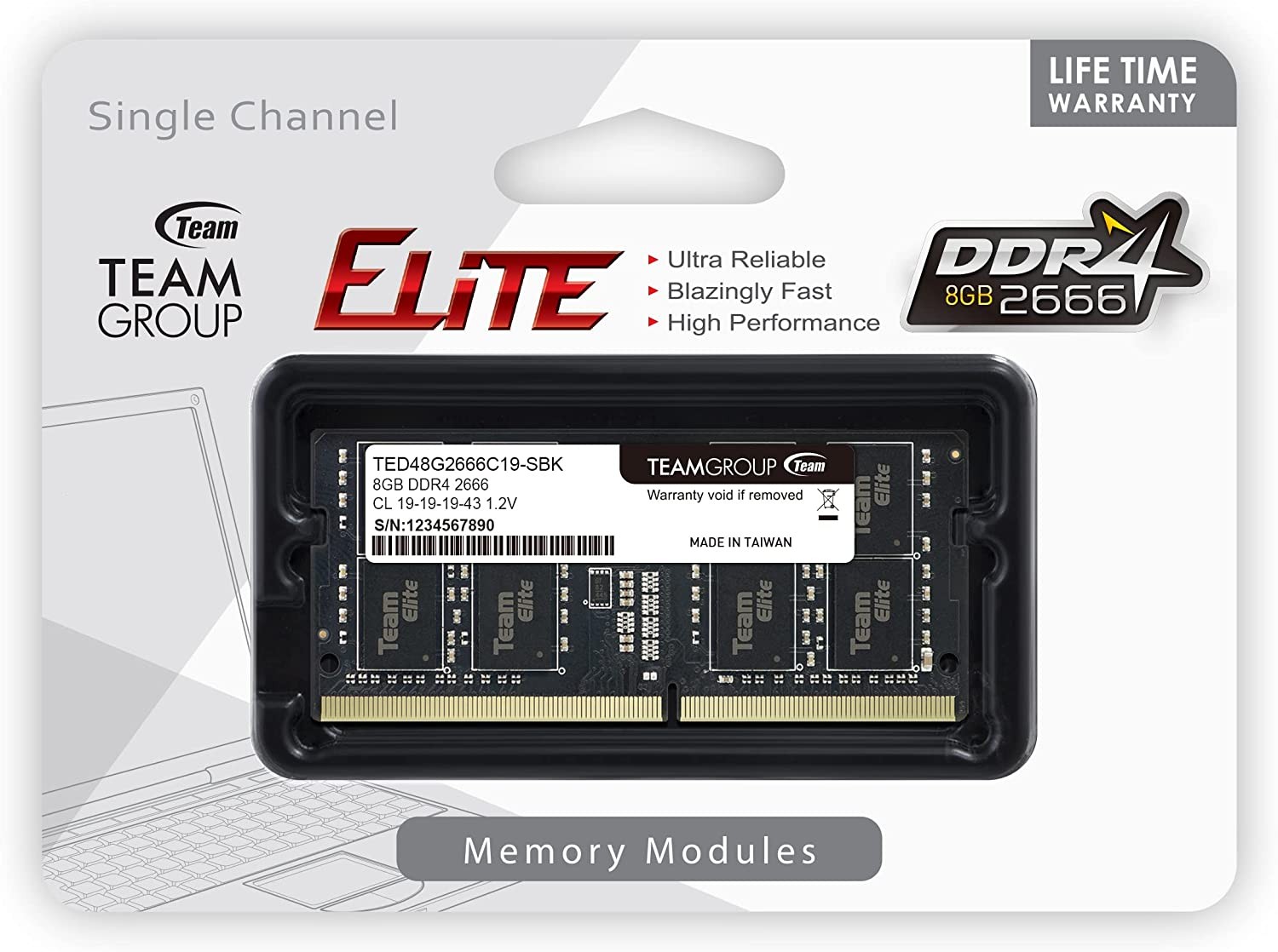 8GB DDR4 2666 TEAMGR ELITE  PORTATIL