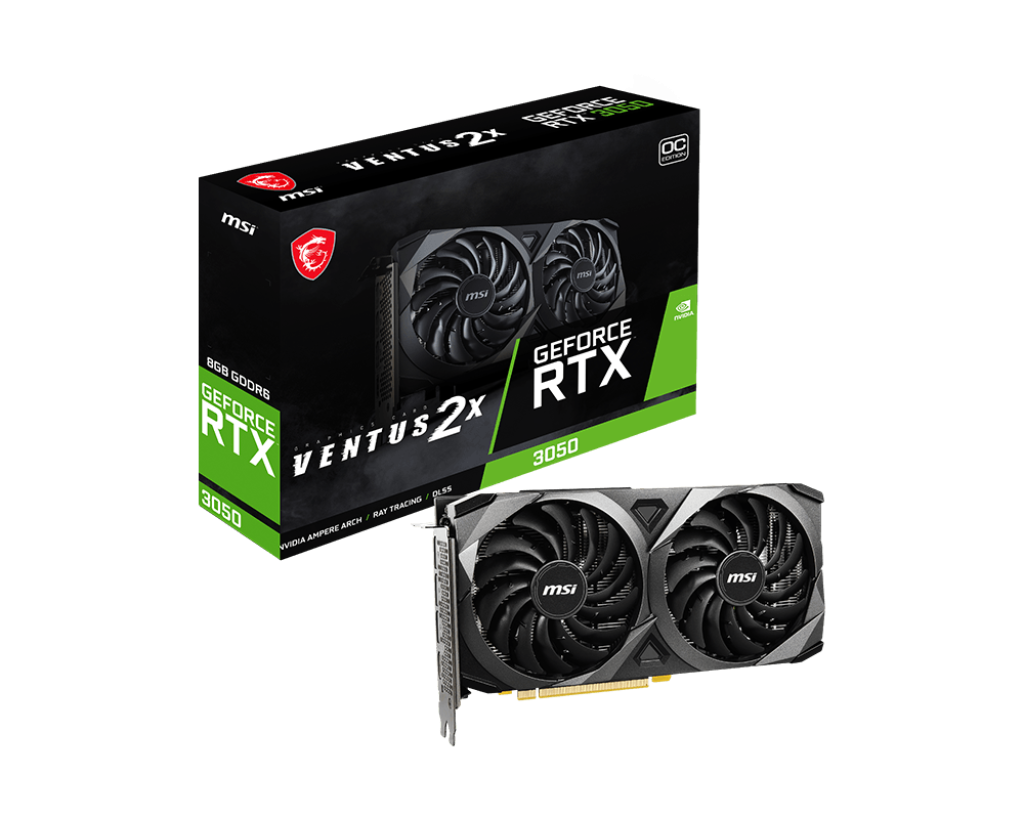 RTX 3050 8G GDDR6 MSI VENTUS 2X XS OC 2VENTILADORES - TARJETA DE VIDEO - UPC 824142319192